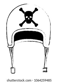 classic motorcyclist helmet with skull patch