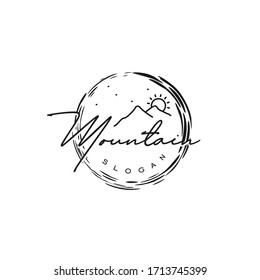 classic mountain logo design vector