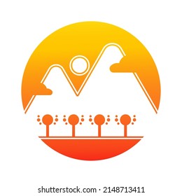 Diseño de diseño de logotipo de paisajes montañosos clásicos, diseño de ilustración vectorial. Adecuado para el diseño de camisetas