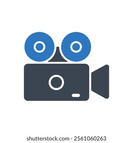 Classic Movie Camera Icon On White Background