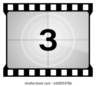 Classic Movie Countdown Frame Number Three Stock Vector (Royalty Free ...