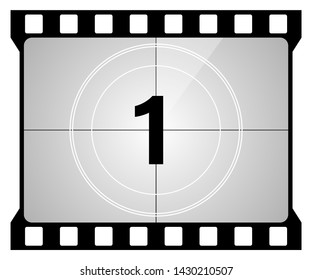 A classic movie countdown frame at the number One.