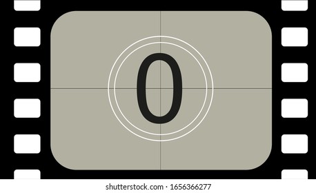 classic movie countdown frame at the number zero. Vintage retro cinema. Abstract concept graphic element. Art design. Vector illusration EPS 10