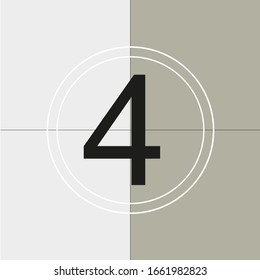 classic movie countdown frame at the number four. Vintage retro cinema. Abstract concept graphic element. Art design. Vector illusration EPS 10