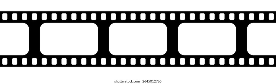 Classic movie film strip with empty frames, perfect for cinematic themes, video editing concepts, or nostalgic design projects. A versatile border or background element