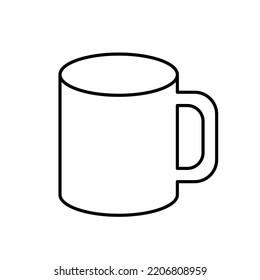 Icono negro del vector de contorno de la taza clásica. EPS 10...... Ilustración simple aislada. Símbolo de la copa en blanco. Mugs por tee, café. Adecuado para cafés y teatros. Barras de bebidas restaurantes logotipo de decoración interior
