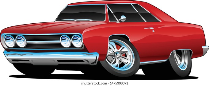 Classic Muscle Car Cartoon Isolated Vector Illustration