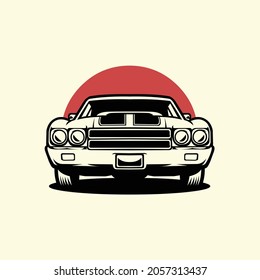 Classic muscle car illustration front view vector design