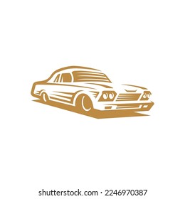 Classic muscle car line art. Vintage retro vehicle vector illustration