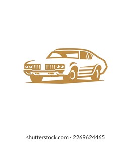 Classic Muscle Car Line Art. Vintage Retro Vehicle Vektorgrafik