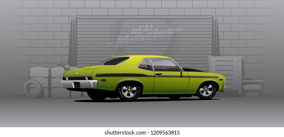 Classic muscle car in vector