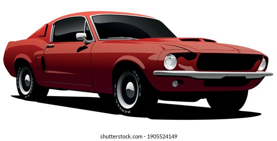Classic Muscle Car In Vector With Gradients.