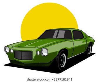 classic muscle car vector illustration design graphic with green color
