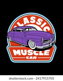 Classic Muscle Car Vintage Vector Illustration