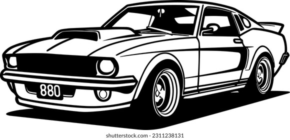 classic muscle-car icon in black and white