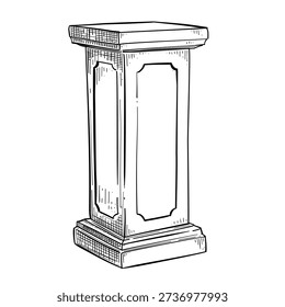 classic museum pedestal plinth vector line art hand drawn illustration
