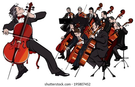 Classic music classical orchestra - vector illustration