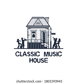 classic music house logo, jazz, acoustic, classic melody