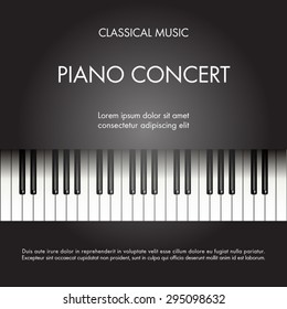 Classic music piano background for poster, web, leaflet, magazine. Vector illustration
