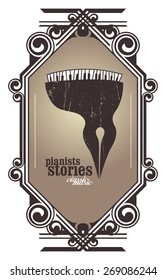classic music shield with pianists stories message