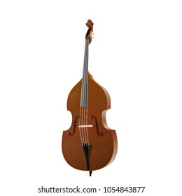 Classic musical instrument. Brown contrabass vector.