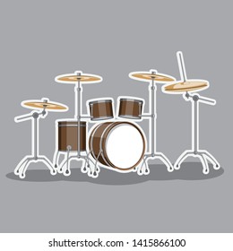 Classic musical instrument drum set. Vector image. eps