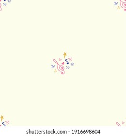 Classic musical patterns, with sheet music and treble clef, great designs for any purpose. Abstract retro texture. Sample badge