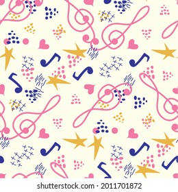 Patrones musicales clásicos, con partitura de papel y trinquete, grandes diseños para cualquier propósito. Textura retro abstracta. Indicador de ejemplo