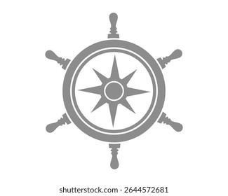 Classic nautical ship wheel vector graphic. Symbolic of direction, control, navigation, and exploration. Ideal for maritime themes or leadership concepts.