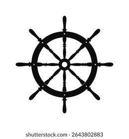 Classic Nautical Steering Wheel Silhouette for Design Inspiration
