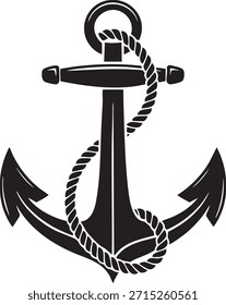 Ein klassisches nautisches Symbol mit einem Anker, der mit einem Seil verflochten ist, das das Abenteuer des Meeres und die maritime Tradition darstellt