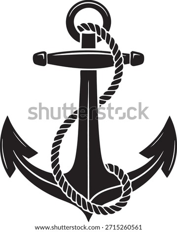 A classic nautical symbol featuring an anchor intertwined with a rope representing the sea adventure and maritime tradition