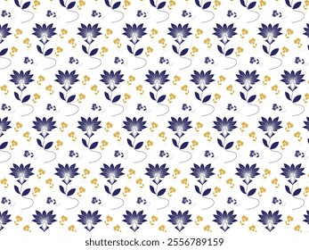 Classic Navy and Gold Floral Pattern for Elegant Designs