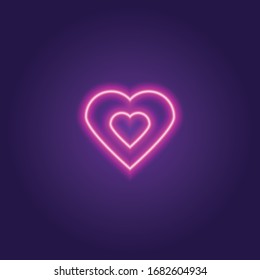 Classic neon heart, great design for any purposes. Modern vector art. Neon lettering.