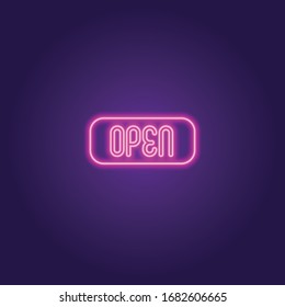 Classic neon letter open, great design for any purposes. Modern vector art. Neon lettering.