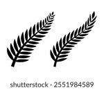 classic new Zealand silver fern icon emblem black set. Fern glyph icon. Simple solid style. Leaf, logo, nz, kiwi, Maori, silhouette, bird, sign, new Zealand symbol concept design.