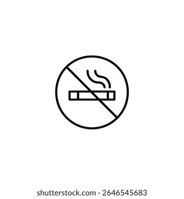 A classic 'no smoking' sign with a stylized cigarette inside a slashed circle. Universal symbol for smoke-free areas.