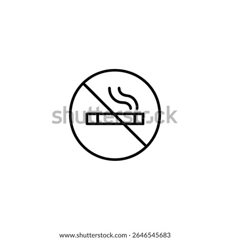 A classic 'no smoking' sign with a stylized cigarette inside a slashed circle. Universal symbol for smoke-free areas.