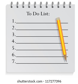 Classic notepad to do list with pencil