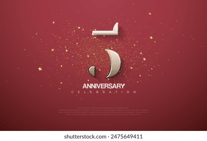 Classic number 5th design for anniversary celebrations. Premium design for greetings, invitations, posters and social media posts.