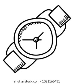 
 A classic numberless wrist watch isolated, sketch
