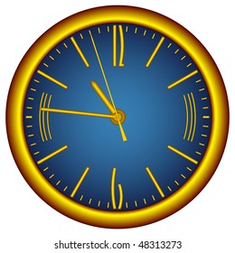 Classic office clock in a gold frame. Vector without mesh