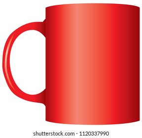 Classic office red mug for tea. Vector illustration.