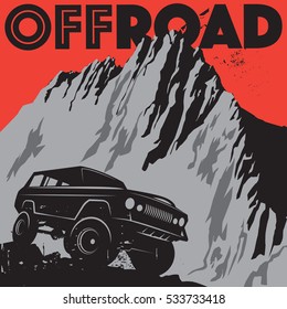 Classic off-road suv car sign or symbol, vector illustration