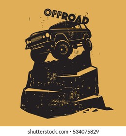 Classic off-road suv car sign or symbol, vector illustration