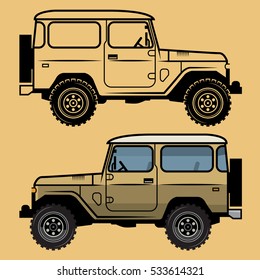 Classic off-road suv car, vector illustration