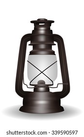 Classic oil lantern isolated on white background. Graphic vector 