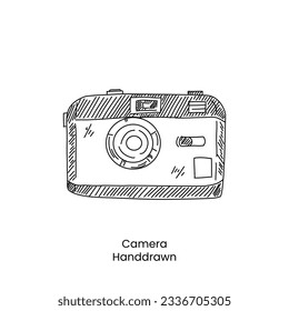 Vector de arte de línea de cámara analógica clásica antigua