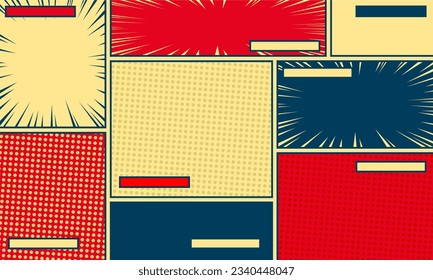 Classic old comic cartoon template scene background