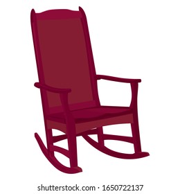 Classic Old Fashion Vintage  Chair Vector Illustration. The Red Rocking Chair Isolated On White Background